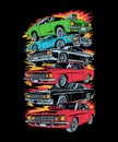 Gearhead Glory Car Stack T-Shirt Royalty Free Stock Photo