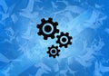 Gears aesthetic abstract icon on blue background Royalty Free Stock Photo