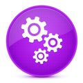 Gears aesthetic glossy purple round button abstract Royalty Free Stock Photo