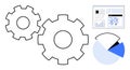 Gears, Analytics Graph, and Webpage Elements Representing Process Optimization and Data Analysis Royalty Free Stock Photo