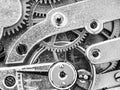 Gears in antique pocket watch close up Royalty Free Stock Photo