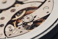 Gears in Antique Watch. internal mechanism of mechanical watches