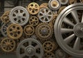 The gears appear intricately designed, with multiple teeth meshing together Royalty Free Stock Photo