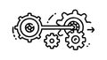 Gears and Arrow, Mechanical Process and Dynamic Workflow. vector design Generative AI Royalty Free Stock Photo