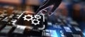 Gears as Automation Concept Enhancing Process and Efficiency, projection on a virtual screen, Business and Technology Concept Royalty Free Stock Photo