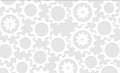 Gears background, flat white gears and cogs on grey