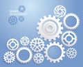 Gears background white color. Royalty Free Stock Photo