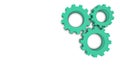 Gears Banner - Aquamarine Metallic 3D Illustration - Isolated On White Background