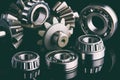 Gears, bearings and differential stars lie on the table close-up Royalty Free Stock Photo