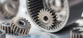 Gears, bearings and mechanism parts.Elements of mechanical blocksand construction Royalty Free Stock Photo