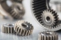 Gears, bearings and mechanism parts.Elements of mechanical blocksand construction Royalty Free Stock Photo