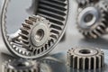 Gears, bearings and mechanism parts.Elements of mechanical blocksand construction Royalty Free Stock Photo