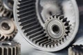 Gears, bearings and mechanism parts.Elements of mechanical blocksand construction Royalty Free Stock Photo