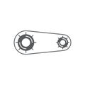 Gears with belt vector icon isolated on white background Royalty Free Stock Photo