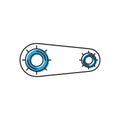 Gears with belt vector icon isolated on white background Royalty Free Stock Photo