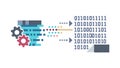 Gears with Binary Code, Digital Engineering, vector design Generative AI Royalty Free Stock Photo