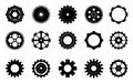 Gears black icons, industry gear circle. Produce process, industry mechanical wheels. Cogwheel elements, machinery cogs Royalty Free Stock Photo