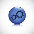 Gears blue button business symbol teamwork