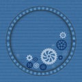Gears on the Blue Denim Texture Background, EPS 10 Royalty Free Stock Photo