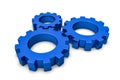 Gears - Blue Metallic 3D Illustration - Isolated On White Background
