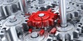 Gears and broken red gear Royalty Free Stock Photo