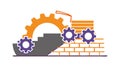 Gears Building a Brick Wall for Construction and Engineering Logo, vector design Generative AI Royalty Free Stock Photo