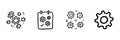 Gears And Calendar Line Icon Set In Doodle Style. Workflow Optimization, Task Management, And Process Automation Outline Royalty Free Stock Photo