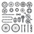 Gears, chains, wheels and other different parts of bicycle Royalty Free Stock Photo