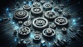 Gears in a Circuit Board Gears integrated into a circuit blendin Royalty Free Stock Photo