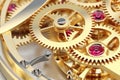 Gears, clock mechanism close-up. Generative AI