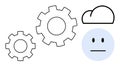 Gears with Cloud and Neutral Face Technology, Cloud Computing, and Human Interaction Royalty Free Stock Photo