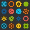 Gears and cogs. Icons set in vector Royalty Free Stock Photo