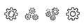 Gears And Cogs Line Icon Set In Doodle Style. Mechanical Engineering, Process Optimization, And System Configuration Royalty Free Stock Photo
