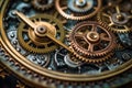 Gears and cogs mechanism. Clockwork of a watch with jewels Industrial machinery. Generative AI