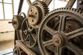 Gears and cogs of old machine close up Royalty Free Stock Photo