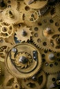 Gears and cogs in old vintage retro mechanism Royalty Free Stock Photo