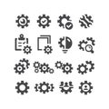 Gears, cogwheel black vector icon set