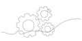 gears cogwheel continuous one line drawing minimalist mechanical engineering concept thin line