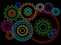 Gears or cogwheels 2d background isolated. Teamworking or connection concept