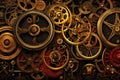 Gears and cogwheels on a dark background, close-up Royalty Free Stock Photo