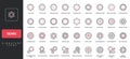 Gears and cogwheels of machine engine, system function, technical progress line icon set