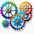 gears and cogwheels, teamwork cooperation concept. 3d image isolated Royalty Free Stock Photo