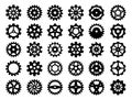 Gears collection. Abstract mechanical wheels for machine industry repair parts round cogwheels vector collection