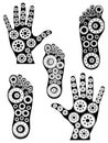 Gears collection - human hand and foot