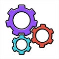 Gears colourful cartoon icon