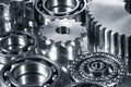 Gears in dark metallic tone Royalty Free Stock Photo