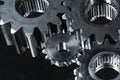 Gears in dark metallic tone Royalty Free Stock Photo