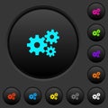 Gears dark push buttons with color icons