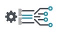 Gears with Data Streams for Automated Processing, vector design Generative AI Royalty Free Stock Photo