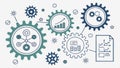 Gears document chart, mechanical process and data flow concept vector design Generative AI Royalty Free Stock Photo